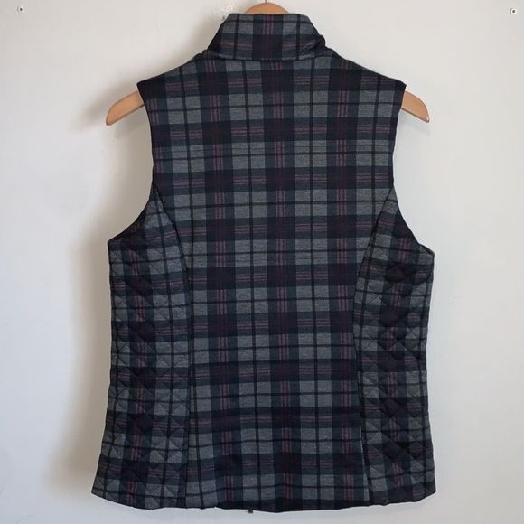 Puffer Zip Vest Small Blue Purple Quilted Plaid Pockets New Lemon Tart Womens - Picture 4 of 8